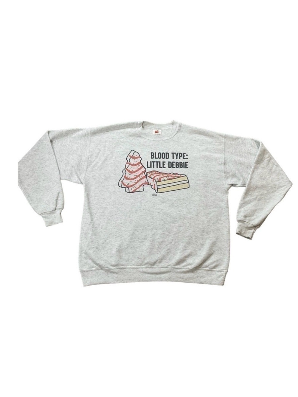 Blood Type Little Debbie Christmas Tree  Hanes Ecosmart Size Large  Sweatshirt